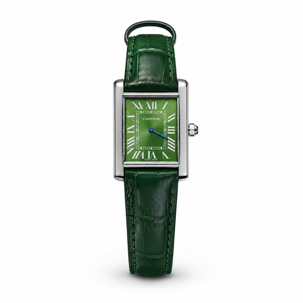 Cartier Tank Must Emerald Green Dial (Matching Green Leather Strap)