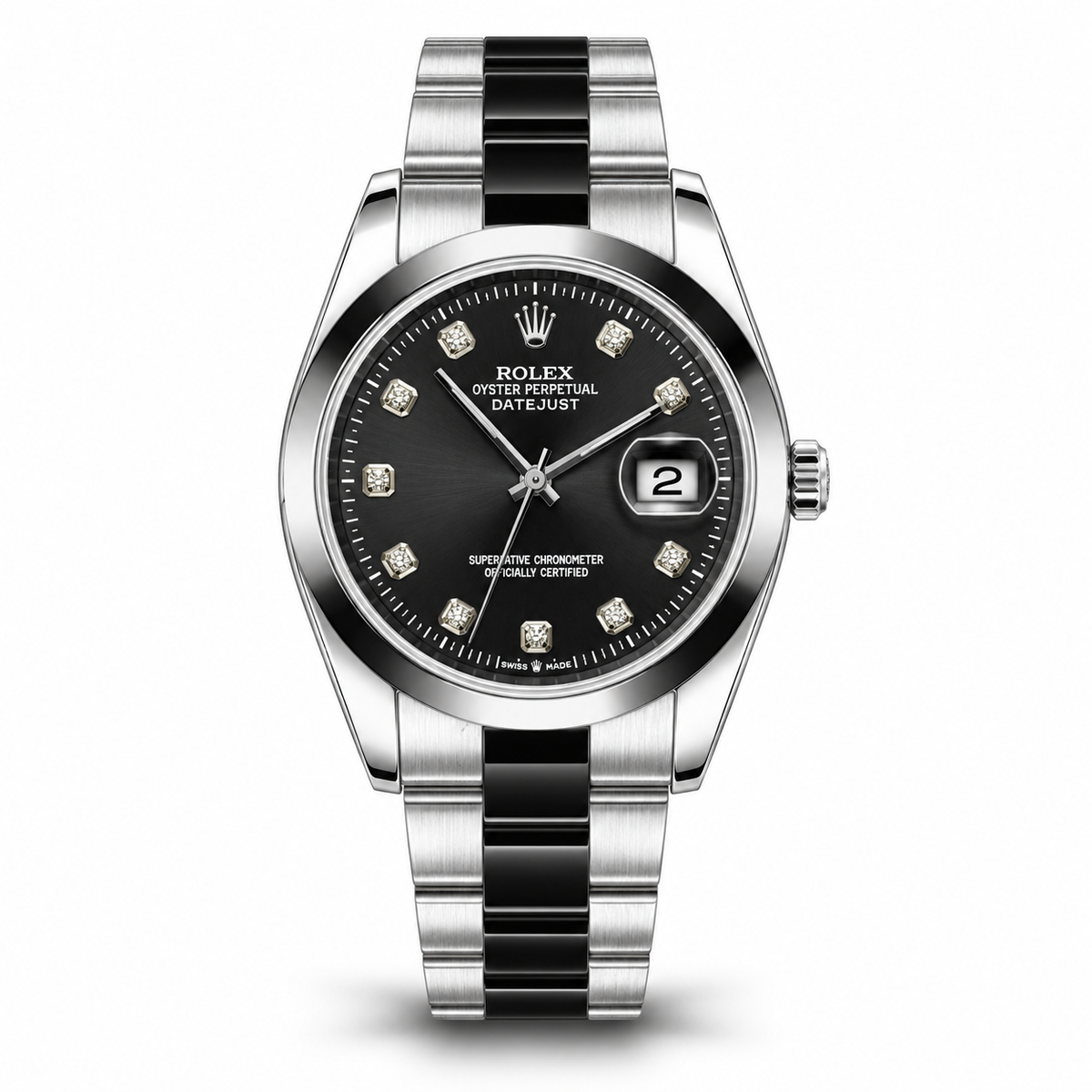 Datejust — Black Diamond Dial & Two-Tone Bracelet