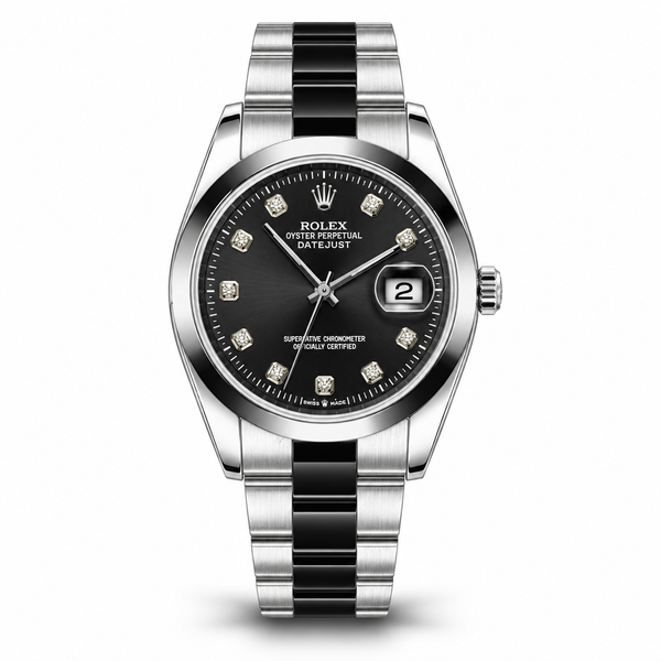 Datejust — Black Diamond Dial & Two-Tone Bracelet