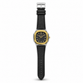 Elegance Nautilus Gold Bezel Black Textured Leather Edition