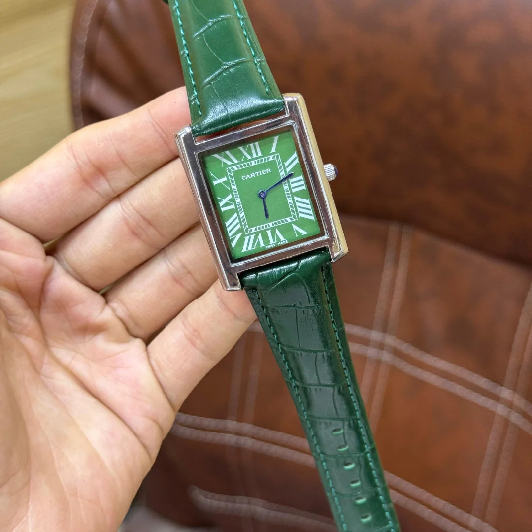 Cartier Tank Must Emerald Green Dial (Matching Green Leather Strap)