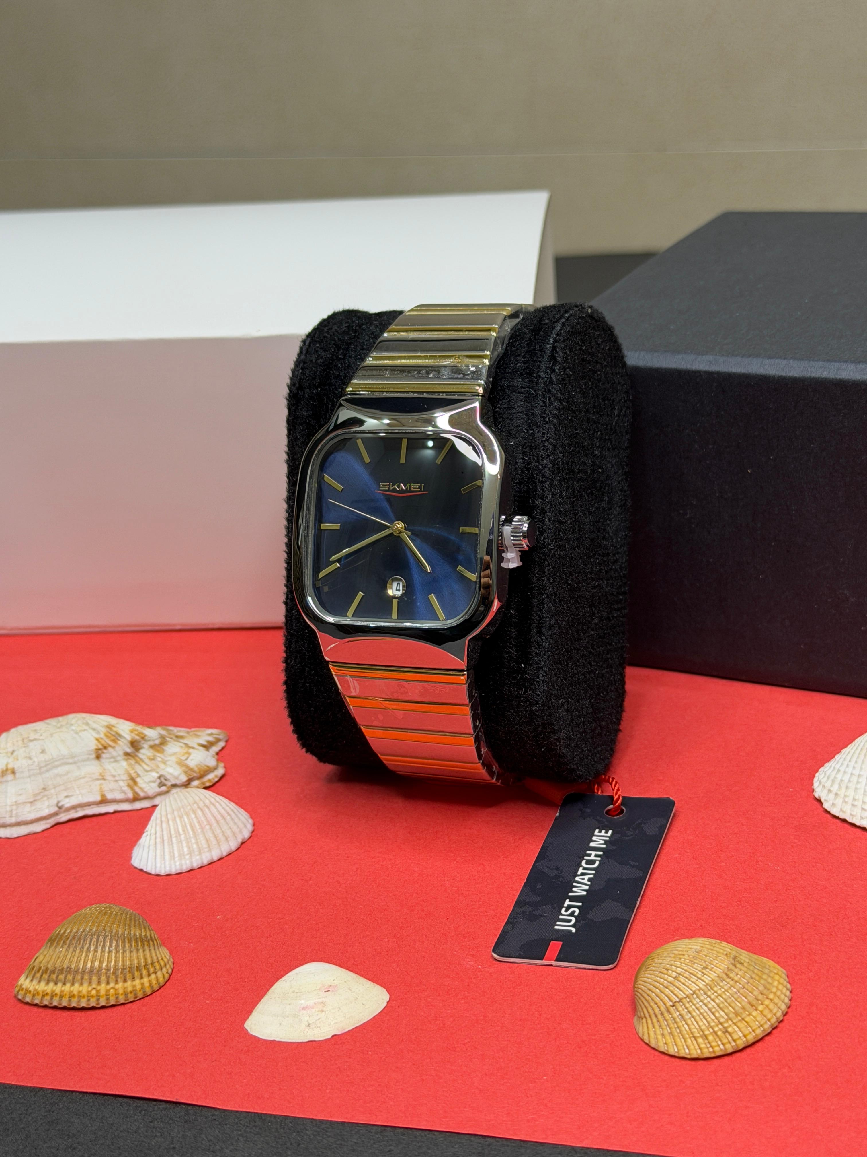 SKMEI Modern Minimalist Deep Blue Dial Two-Tone Edition